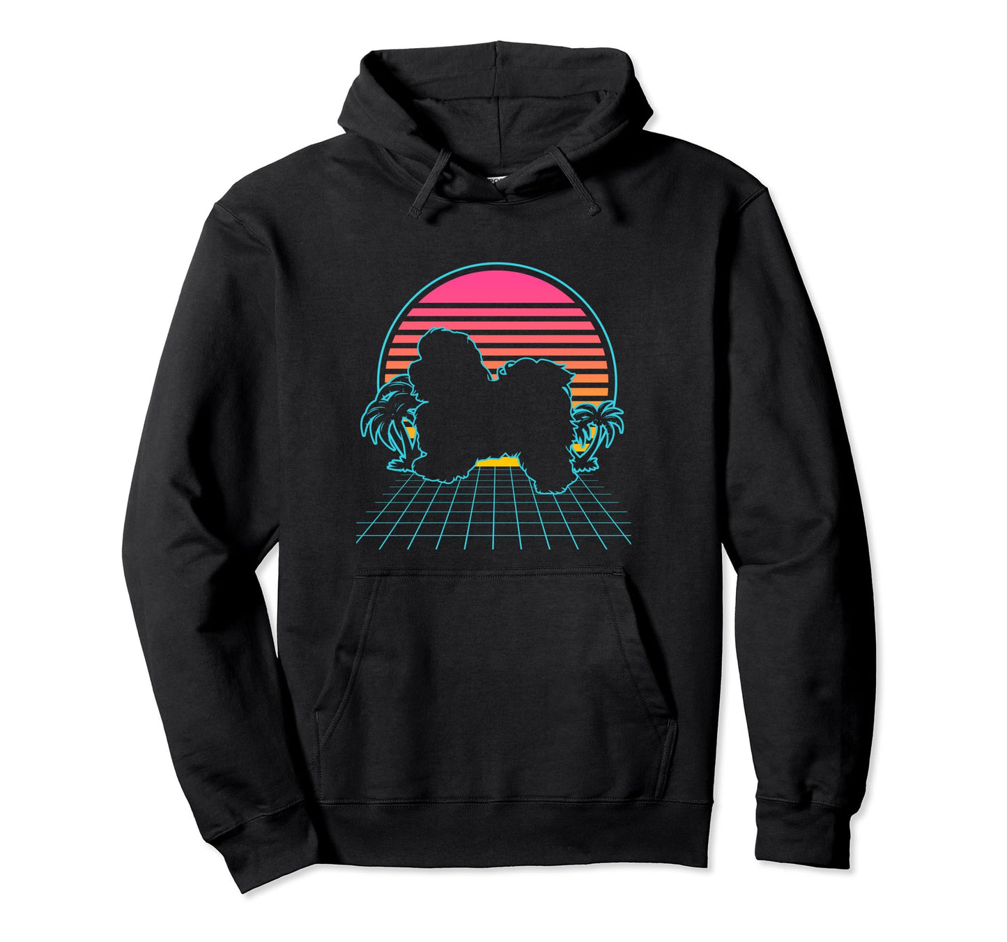 Havanese Dog 80S Vaporwave Aesthetic Hoodie - Minimalist Print for Adults