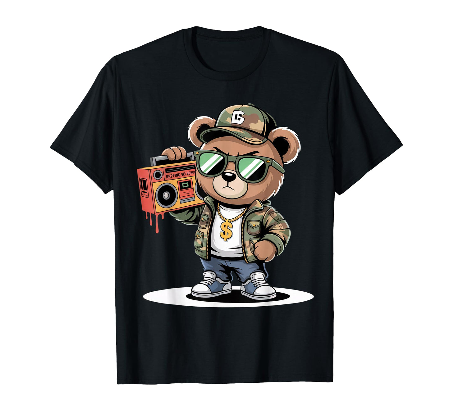 Camouflage Rapper Teddy Bear Camo 80S T-Shirt - Novelty Apparel Men Women