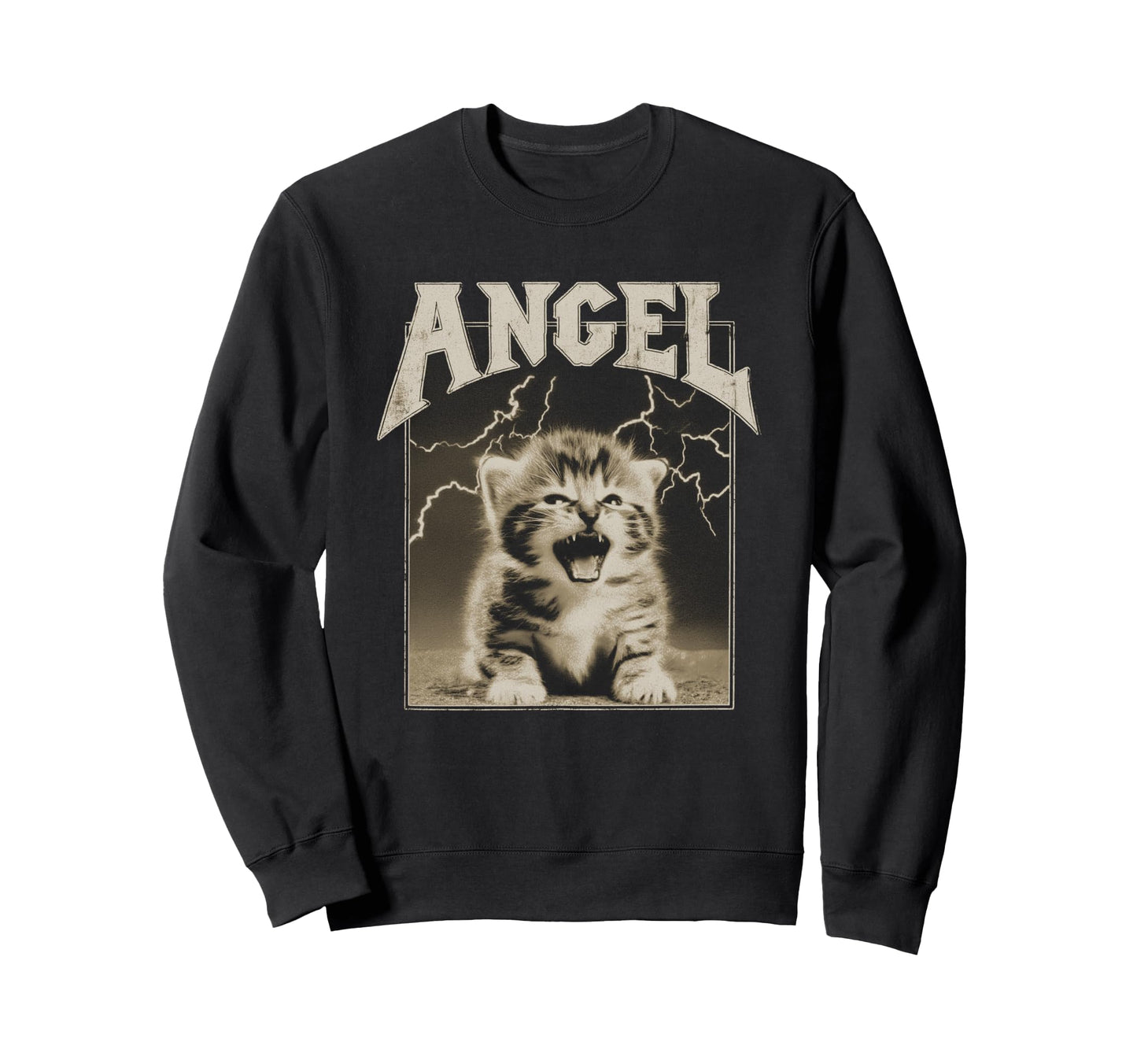 Y2K Cat Silly Angel 90S 2000S Grunge Sweatshirt - Trendy Graphic for Adults