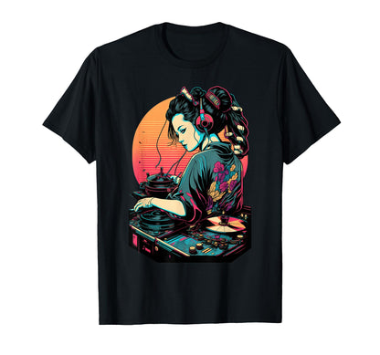Geisha Dj Edm Japanese Kimono T-Shirt - Custom Art Print for Adults