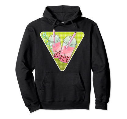 Vaporwave Aesthetic Strawberry Boba Tea Hoodie - Minimalist Print Unisex