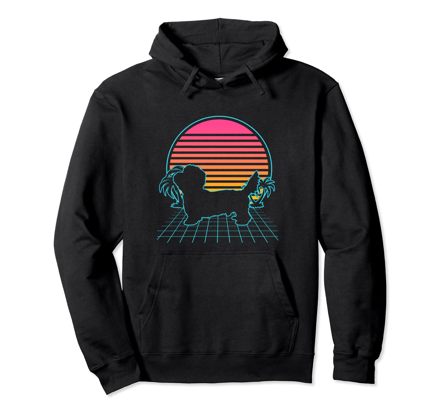 Dandie Dinmont Terrier 80S Vaporwave Hoodie - Custom Art Print for Adults