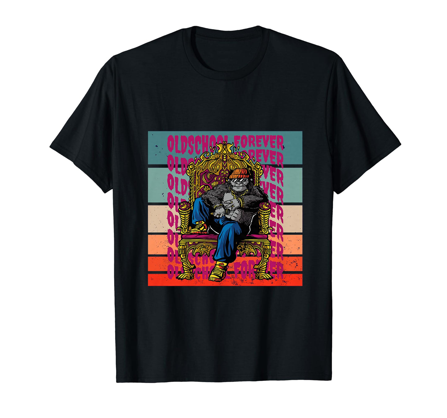 Gangsta Gorilla Oldschool Hip Hop Vibe T-Shirt - Graphic Print for Adults