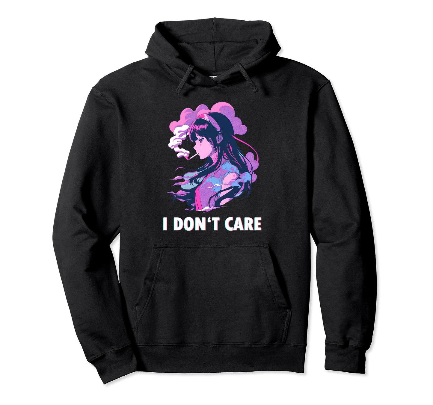 Aesthetic Vaporwave I Dont Care Hoodie - Casual Everyday Wear for Adults