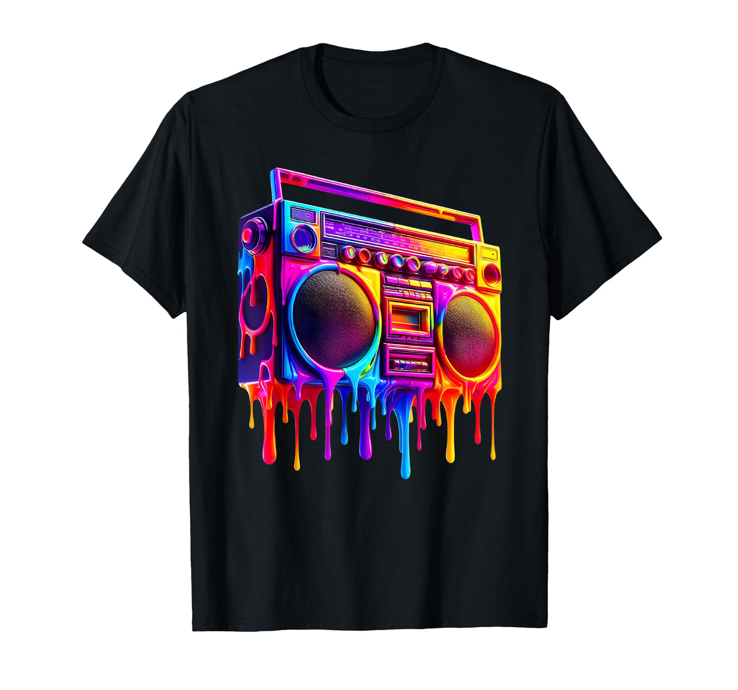 Dripping Paint Boombox Old School T-Shirt - Aesthetic Graphic Men Women