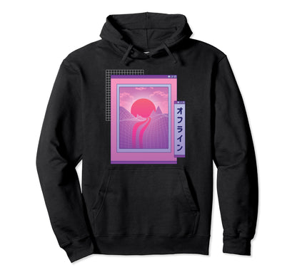Japan Landscape Vaporwave 90S Hoodie - Minimalist Print for Adults