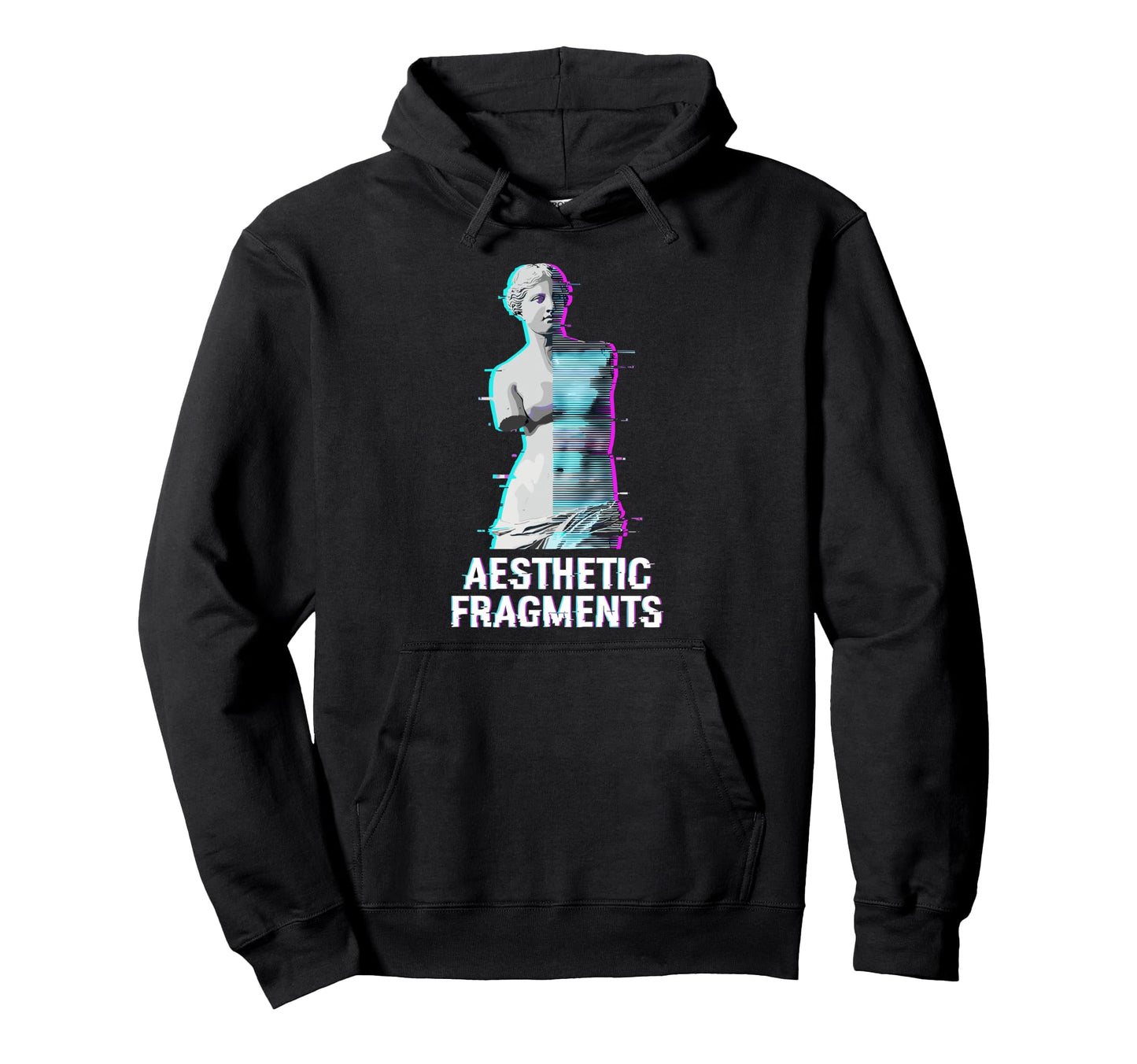 Aesthetic Fragments Glitch Statue Hoodie - Minimalist Print Unisex