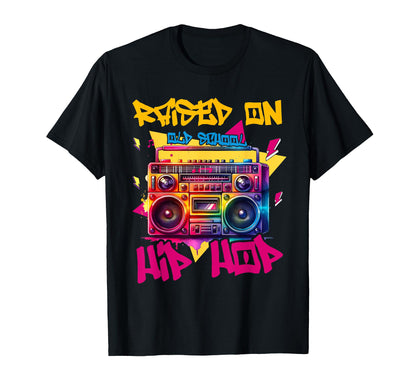 Raised Old School Hip Hop Cassette Dope T-Shirt - Minimalist Print Unisex