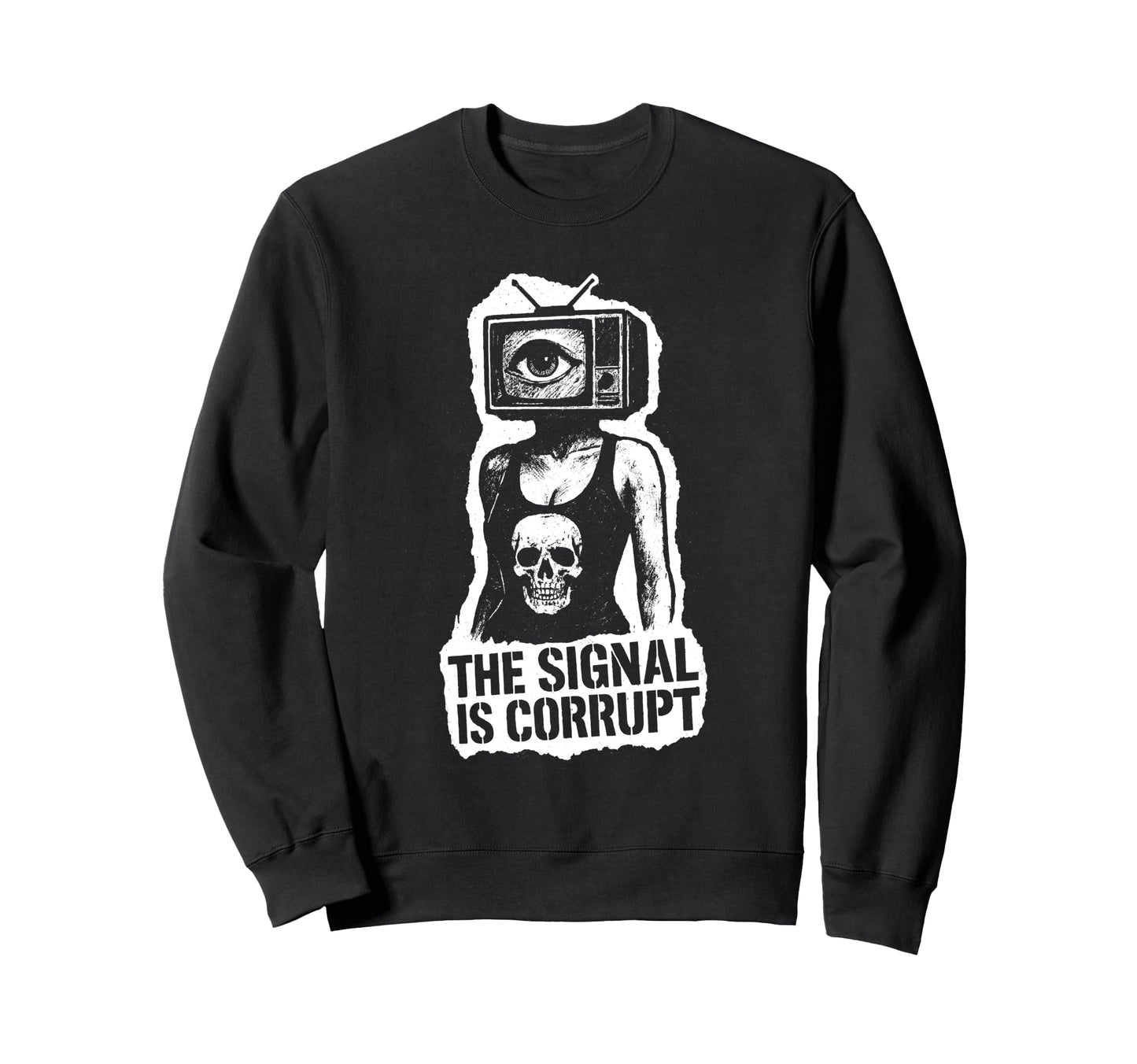 Punk Rock Skull 80S 90S Grunge Sweatshirt - Minimalist Print Men Women