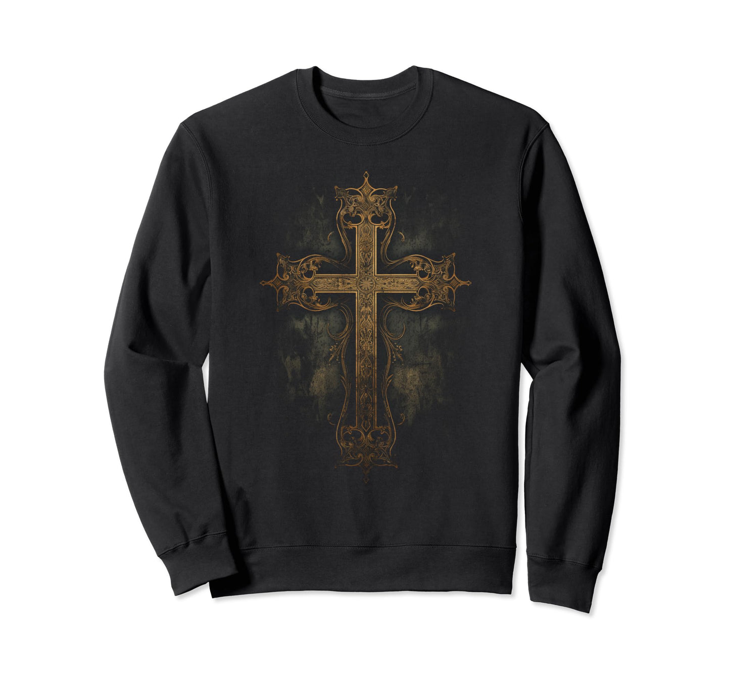 Cross Distressed 90S Goth Grunge Sweatshirt - Minimalist Print Unisex