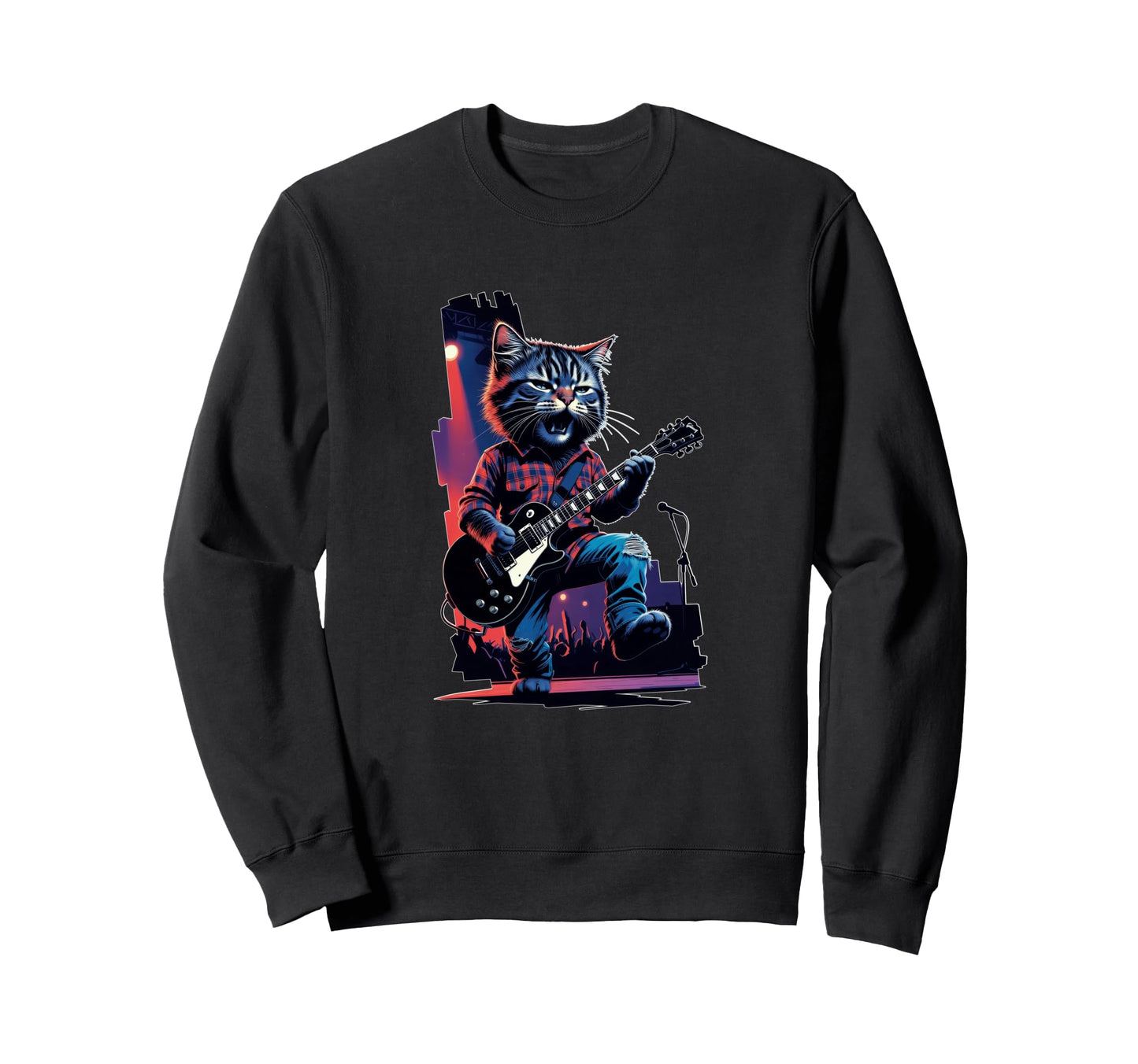 90S Grunge Rock Band Cat Sweatshirt - Trendy Graphic Men Women