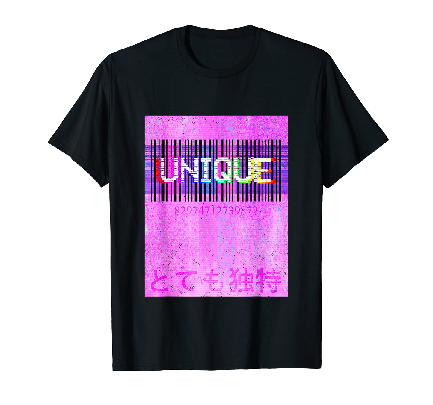 Unique Barcode Vaporwave Aesthetic T-Shirt - Graphic Print for Adults