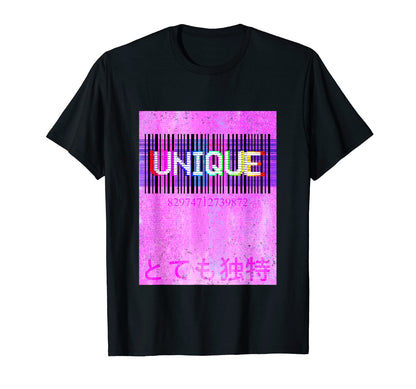 Unique Barcode Vaporwave Aesthetic T-Shirt - Graphic Print for Adults