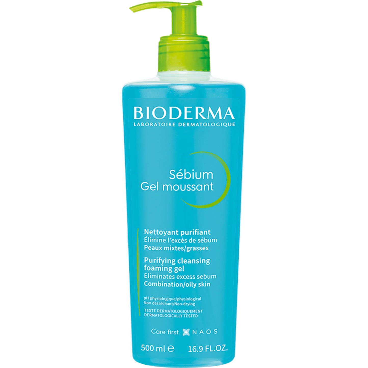 Bioderma Sebium Foaming Gel Facial Cleansing Gel for Combination & Oily Skin - 16.91 fl oz, Gentle & Non-Comedogenic