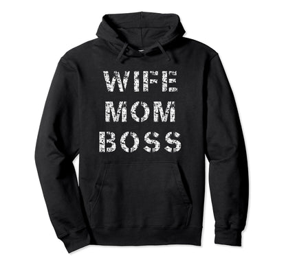 Distressed Wife Mom Boss 90S Grunge Hoodie - Custom Art Print Unisex