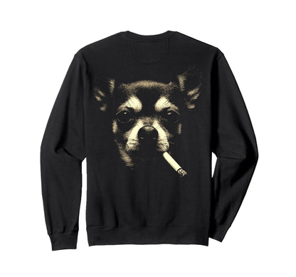 Chihuahua Smoking Cigarette Sweatshirt - Casual Everyday Wear Unisex