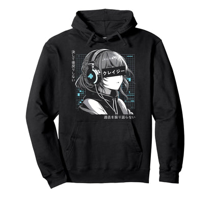 Anime Headphone Vaporwave Aesthetic Hoodie - Fun Novelty Design Men Women
