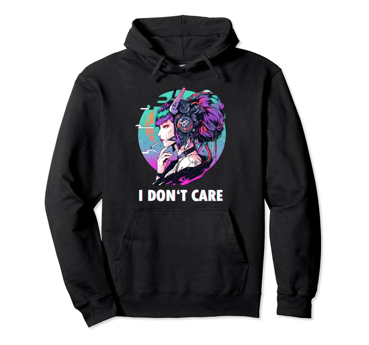 Aesthetic Vaporwave I Dont Care Hoodie - Trendy Graphic for Adults