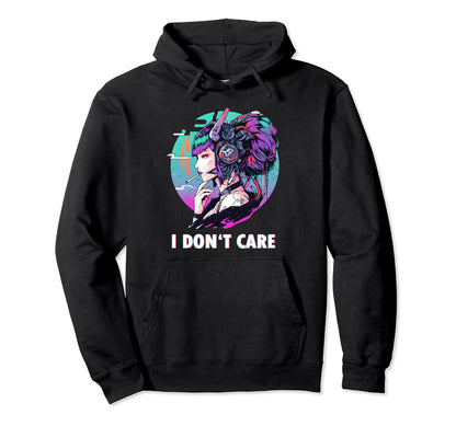Aesthetic Vaporwave I Dont Care Hoodie - Trendy Graphic for Adults