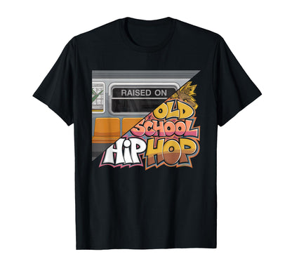Raised Old School Hip Hop Cassette T-Shirt - Unique Graphic for Adults