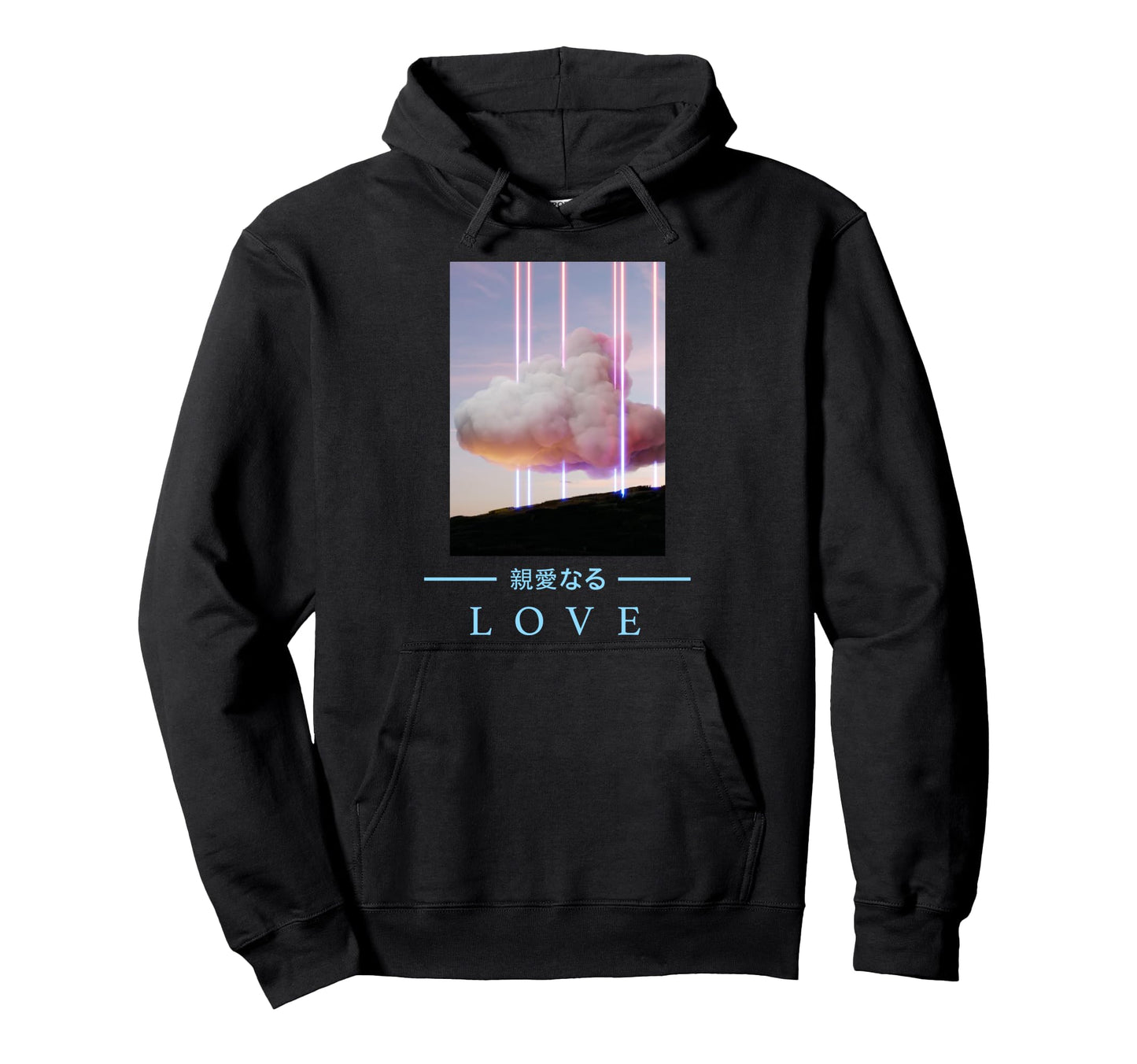 Retrowave Love Japanese Art Hoodie - Casual Everyday Wear Men Women