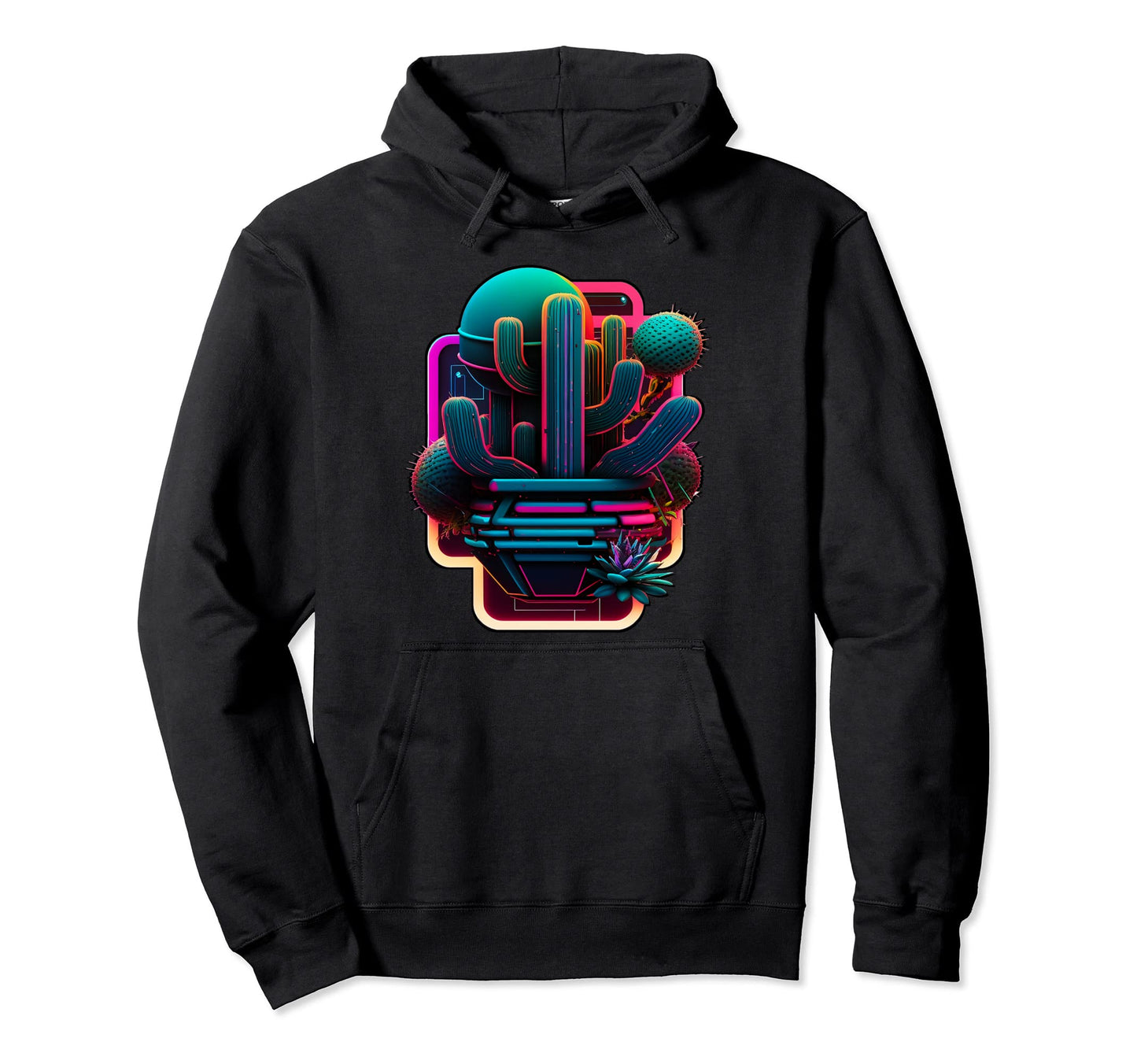 Cactus Vaporwave Aesthetic 80S Abstract Hoodie - Novelty Apparel Unisex