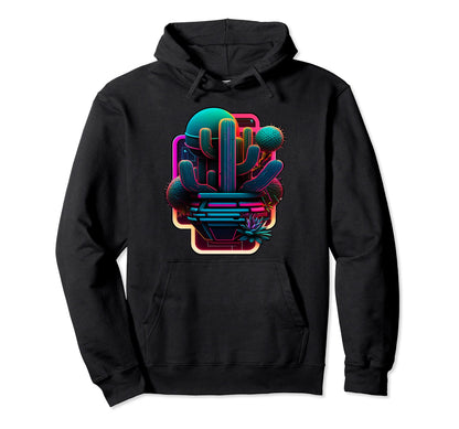 Cactus Vaporwave Aesthetic 80S Abstract Hoodie - Novelty Apparel Unisex