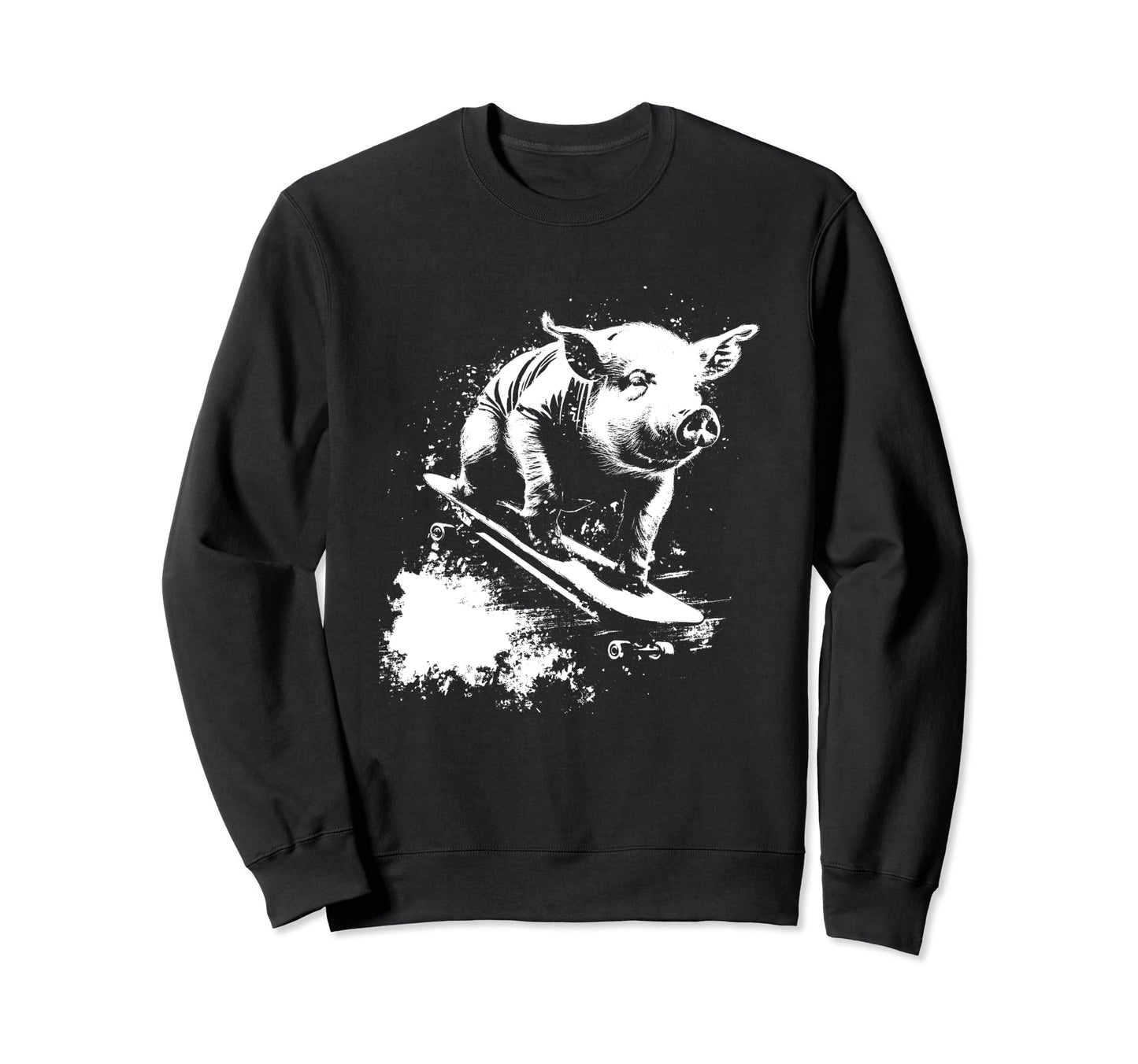 Funny Pig Riding Skateboard 90S Grunge Sweatshirt - Novelty Apparel Unisex