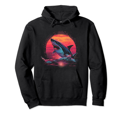 Shark Vaporwave Aesthetic Synthwave 80S 90S Hoodie - Unique Graphic Unisex