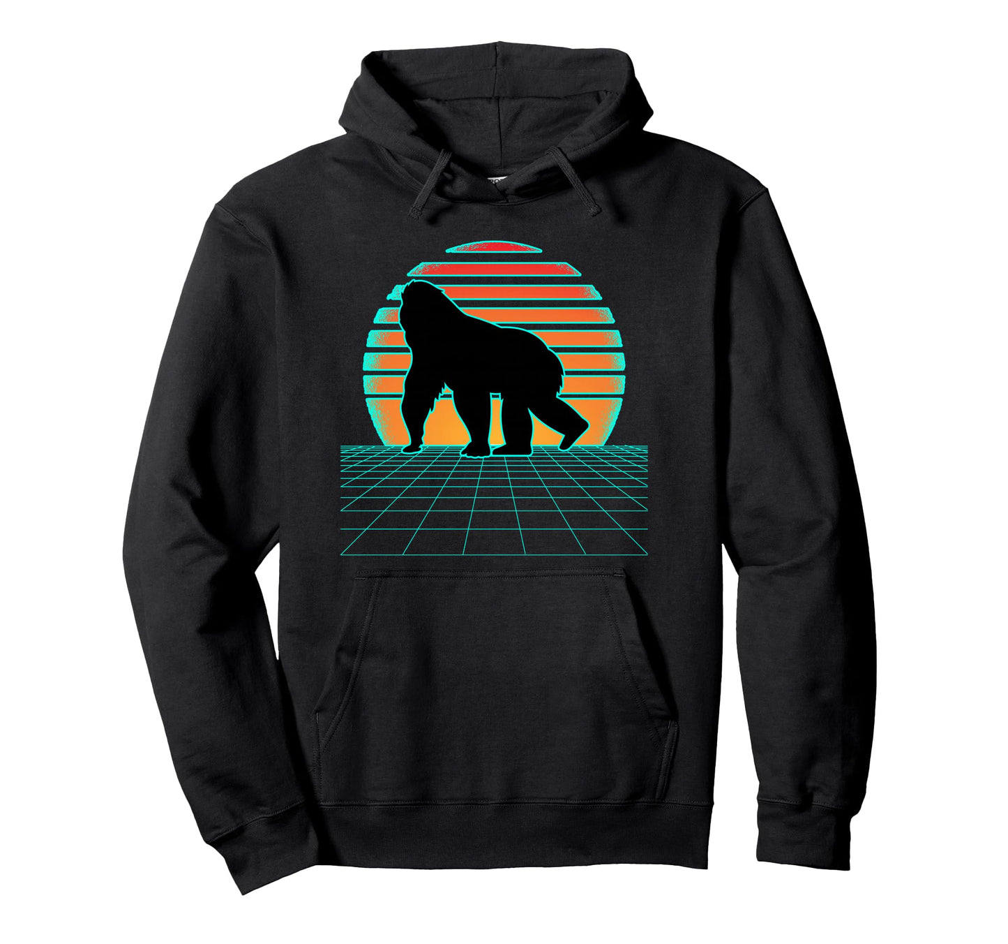 Gorilla Synthwave 80S Aesthetic Vaporwave Hoodie - Novelty Apparel Unisex