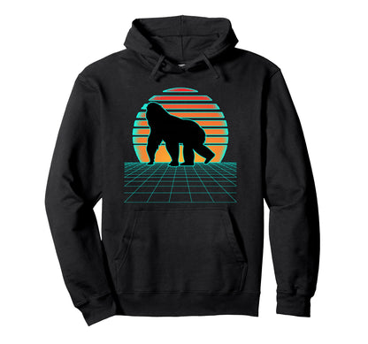 Gorilla Synthwave 80S Aesthetic Vaporwave Hoodie - Novelty Apparel Unisex