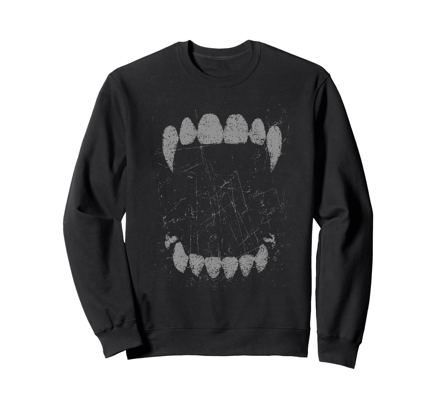 Gothic Grunge Vampire Fangs Sweatshirt - Unique Graphic for Adults