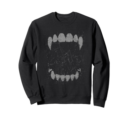 Gothic Grunge Vampire Fangs Sweatshirt - Unique Graphic for Adults