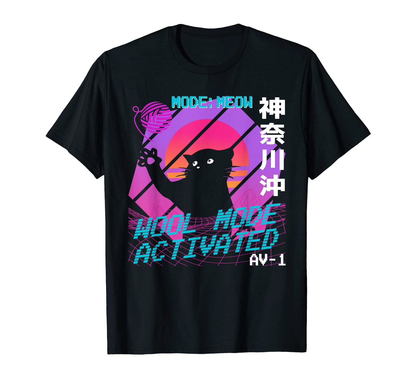 90S Pastel Cat Wool Mode Japanese T-Shirt - Fun Novelty Design for Adults