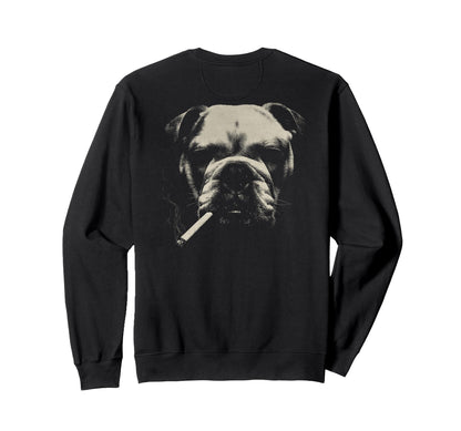 English Bulldog Smoking Cigarette Sweatshirt - Unique Graphic for Adults