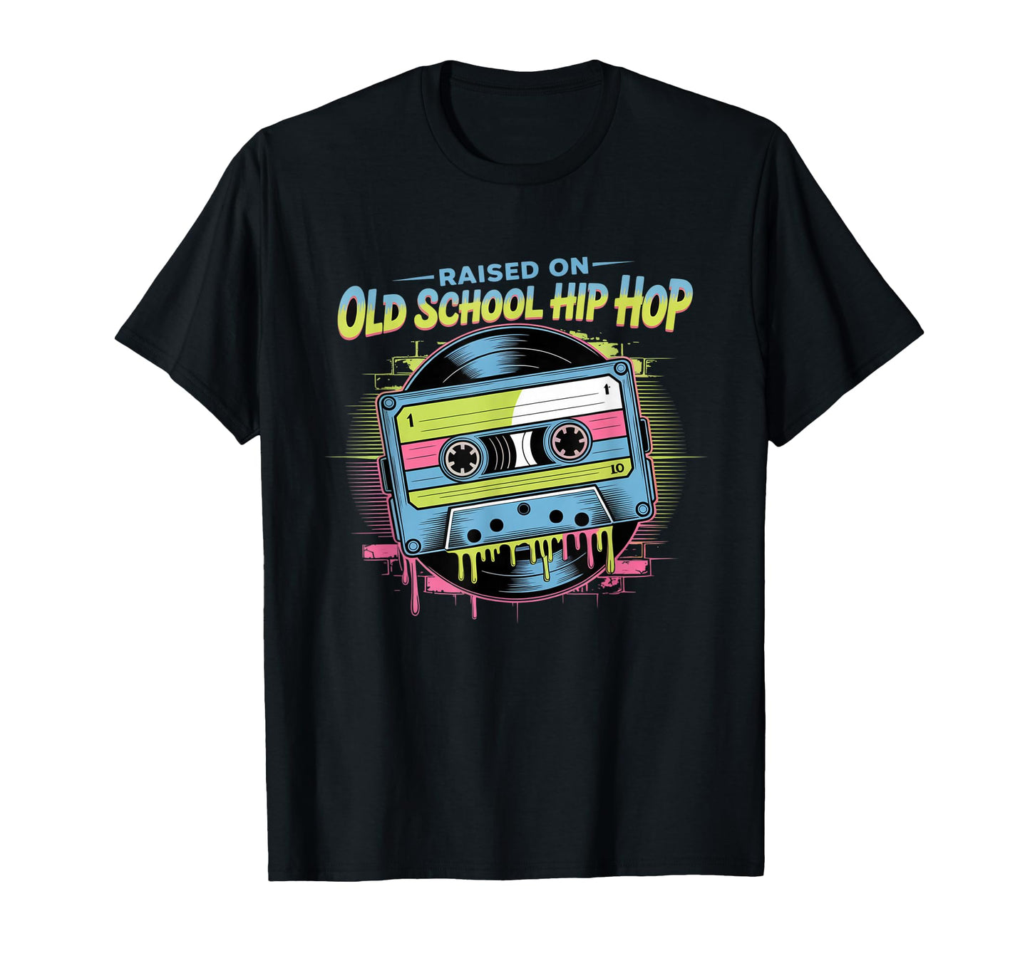 Raised Old School Hip Hop Cassette Vinyl T-Shirt - Streetwear Style Unisex