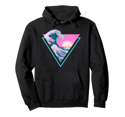 Vaporwave Aesthetic Great Wave Off Hoodie - Minimalist Print Men Women