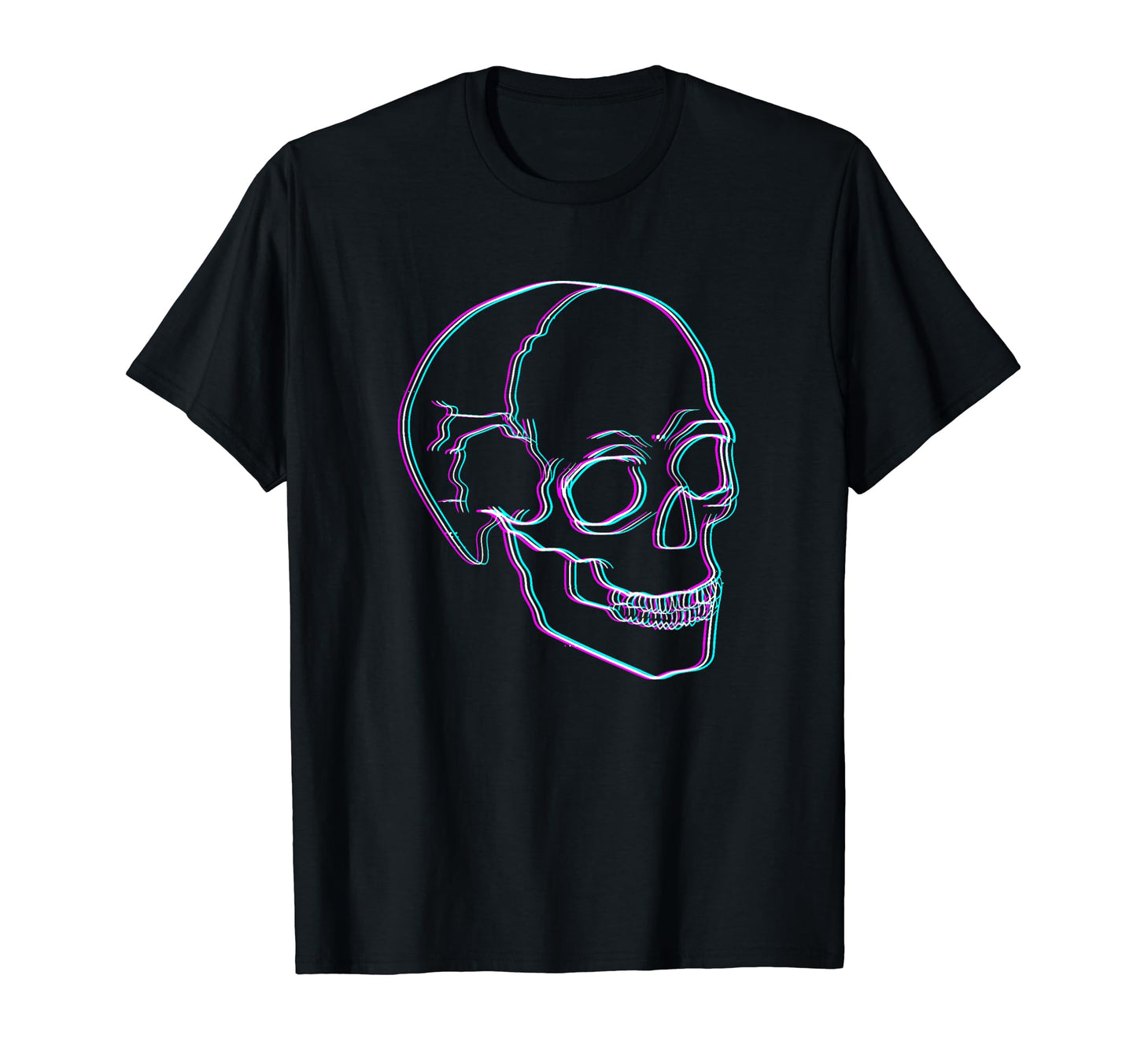 Skull Glitch Art Aesthetic Vaporwave T-Shirt - Streetwear Style for Adults