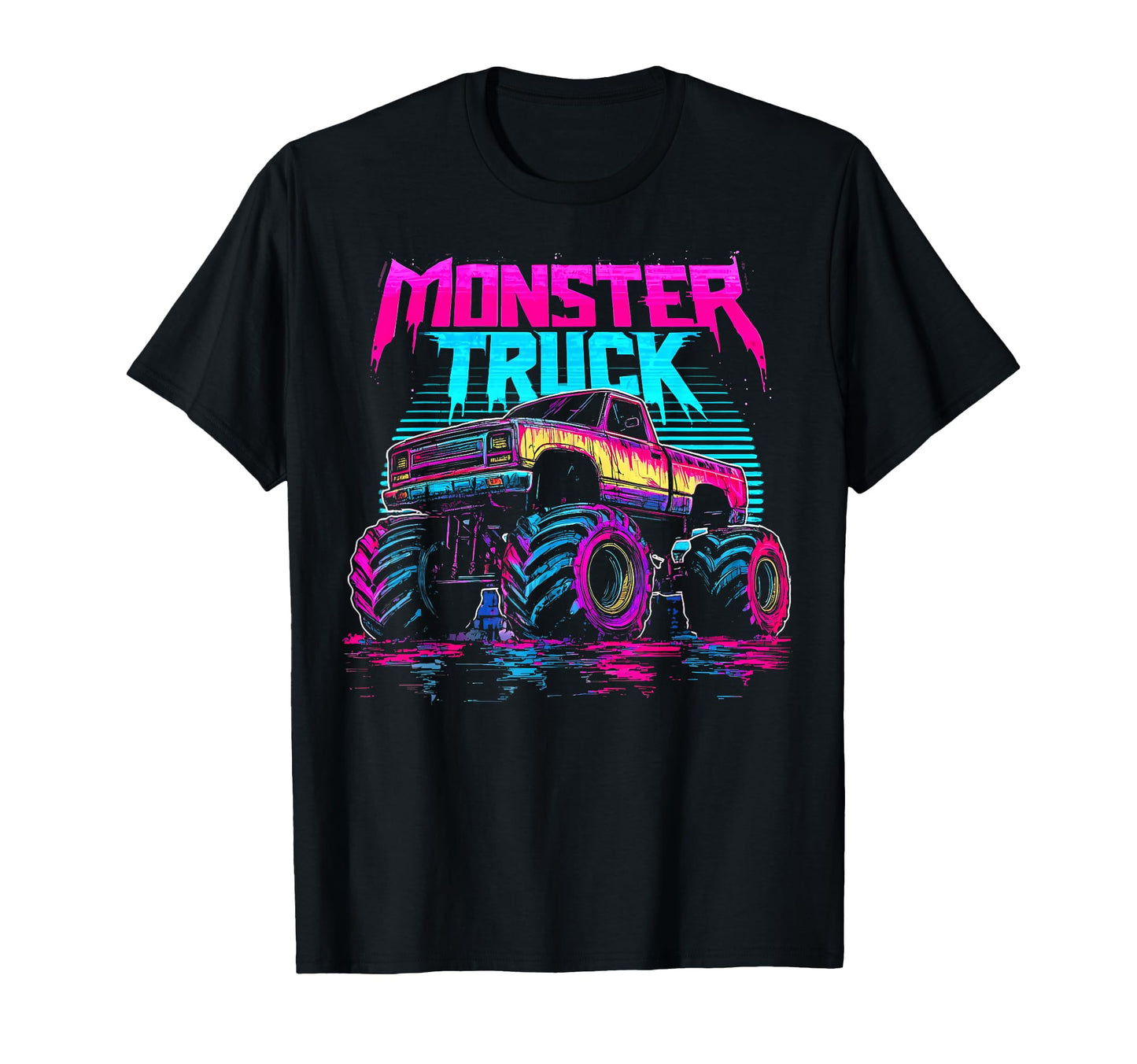 Monster Truck 4 Wheeler Vaporwave T-Shirt - Custom Art Print Unisex