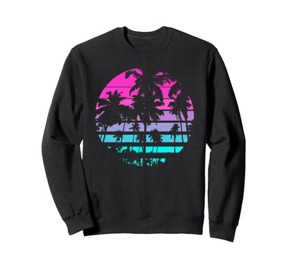 Eighties 80S 90S Beach Palm Trees Sweatshirt - Fun Novelty Design Men Women