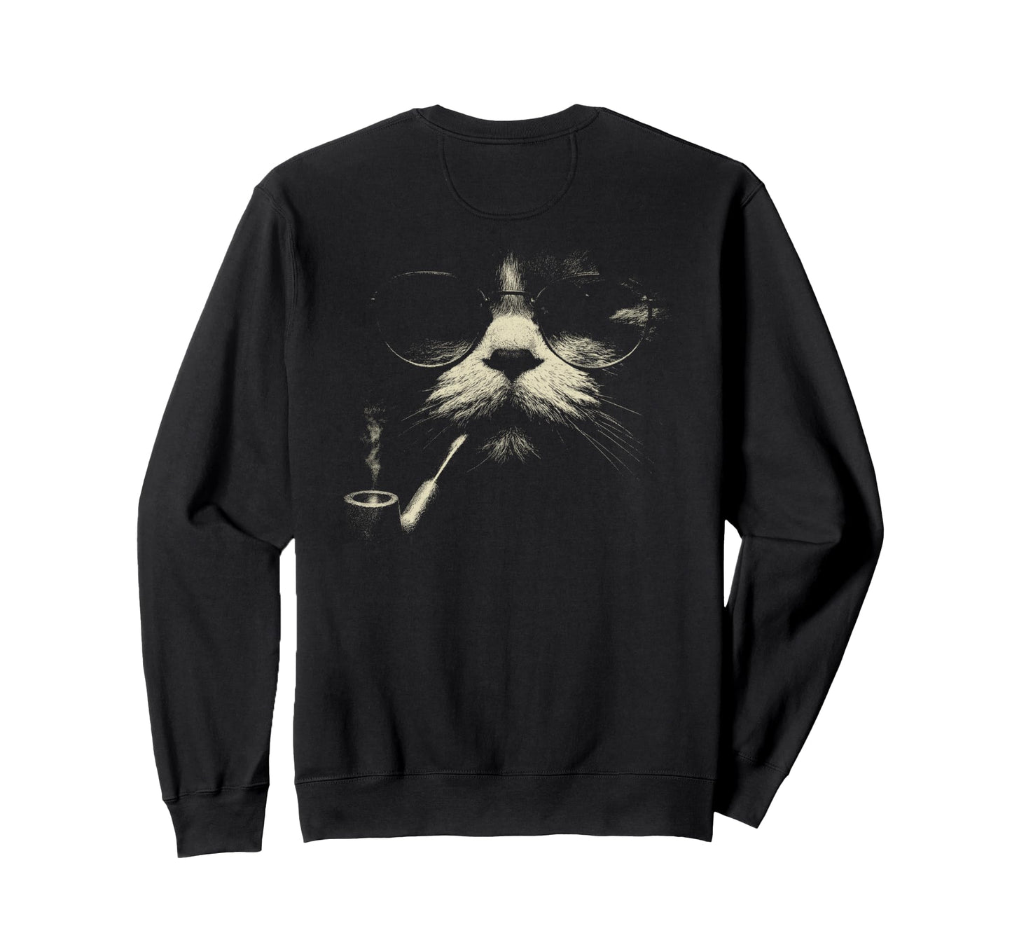 Tabby Cat Smoking Cigarette Grunge Sweatshirt - Minimalist Print Men Women
