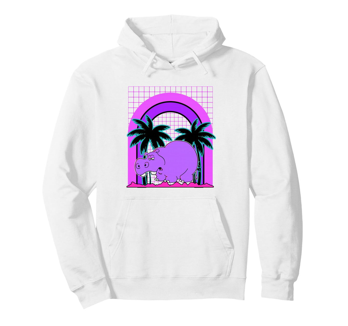 Aesthetic Vaporwave Outfits Hippo Hoodie - Minimalist Print Men Women