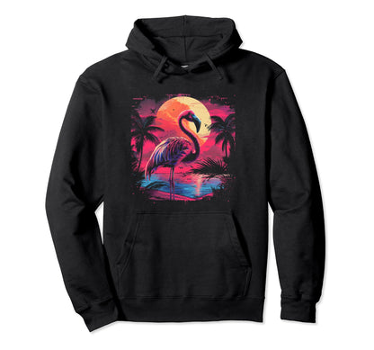 Flamingo Vaporwave Aesthetic Synthwave Hoodie - Custom Art Print Men Women