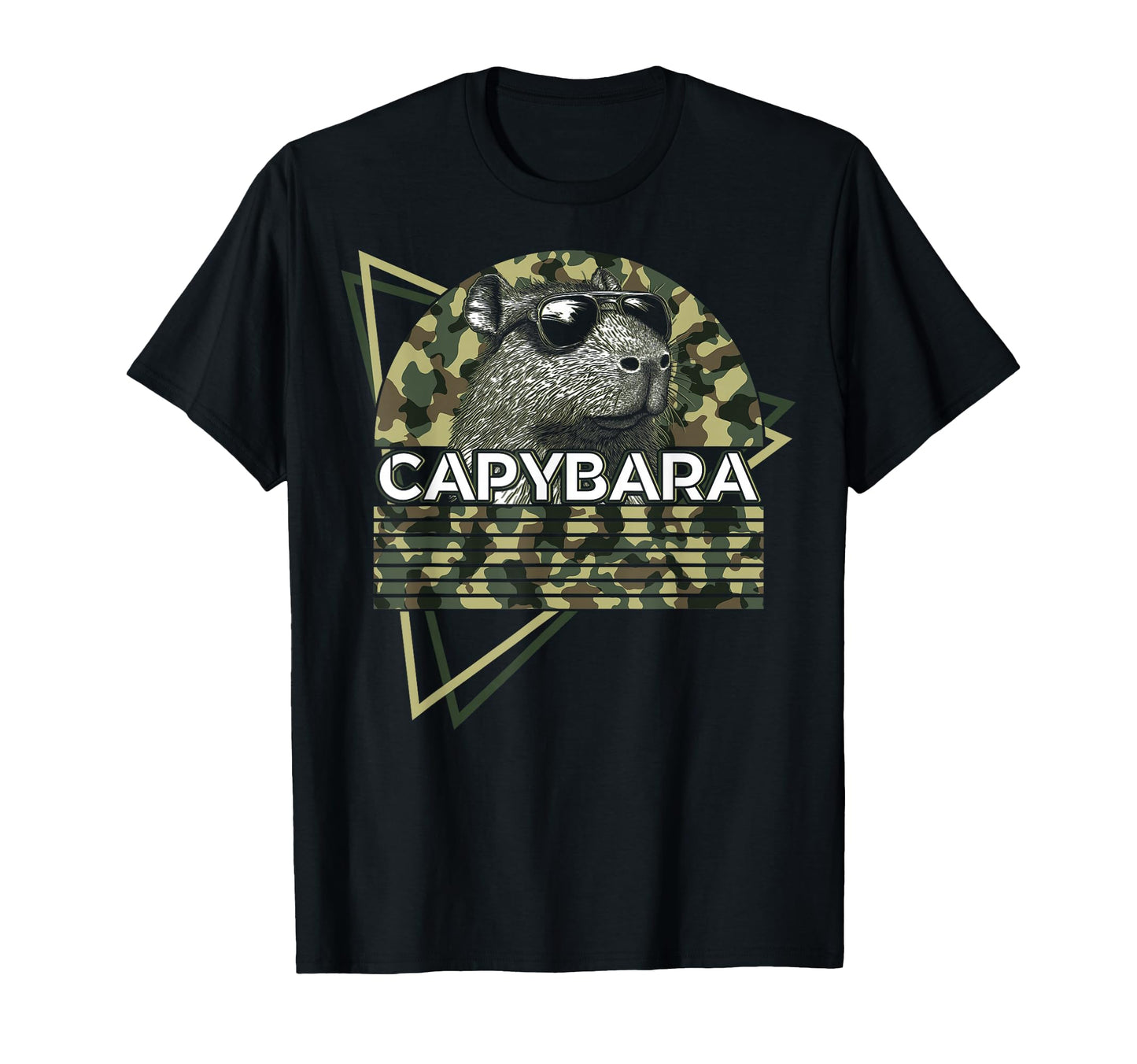 Capybara Capibara Sunglasses Camouflage T-Shirt - Trendy Graphic Men Women