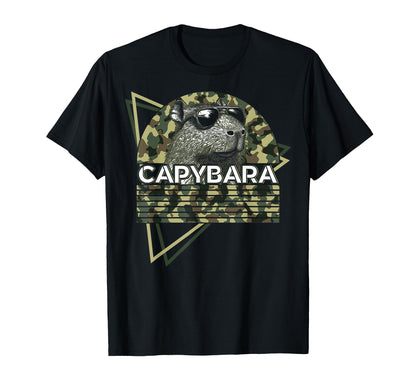 Capybara Capibara Sunglasses Camouflage T-Shirt - Trendy Graphic Men Women