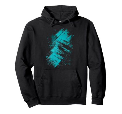Teal And Black Grunge Hoodie - Novelty Apparel Men Women