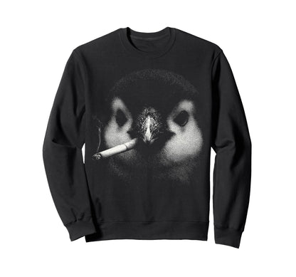 Bad Penguin Smoking Cigarette Sweatshirt - Custom Art Print for Adults