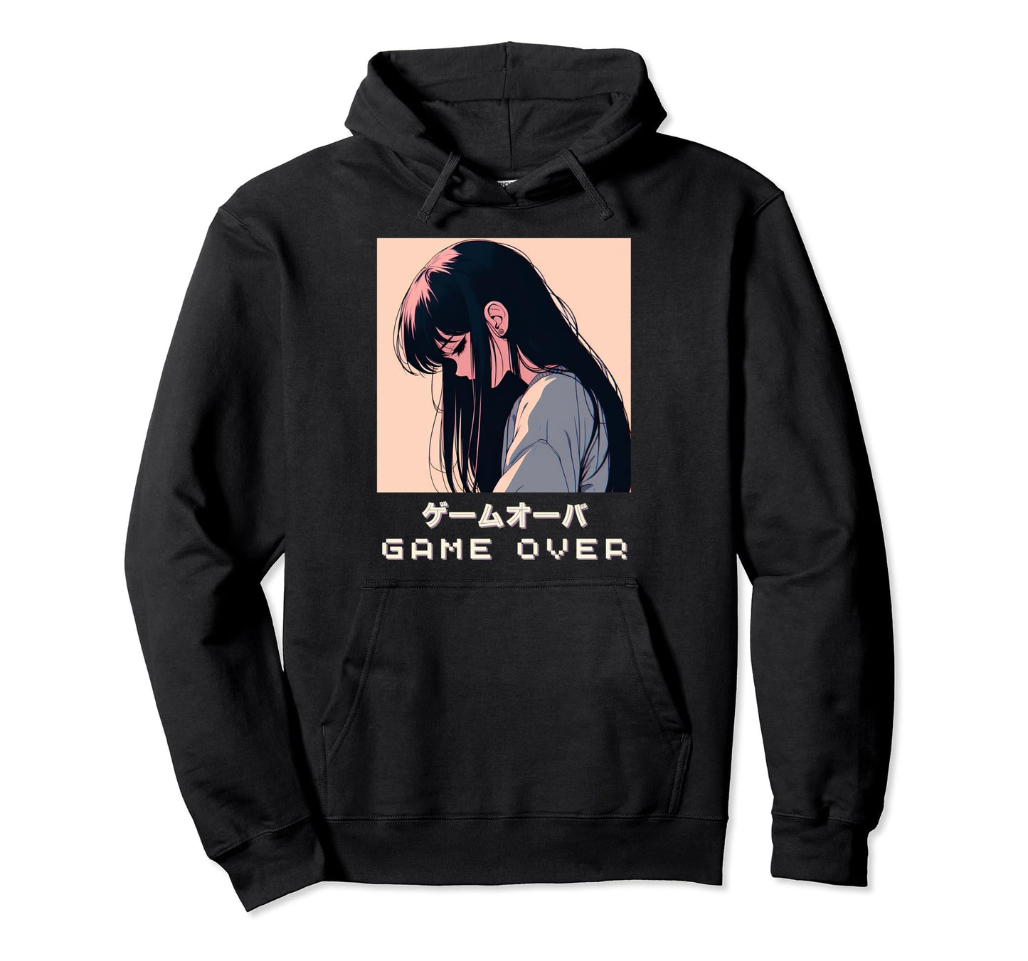 90S Japanese Sad Anime Game Over Vaporwave Hoodie - Unique Graphic Unisex