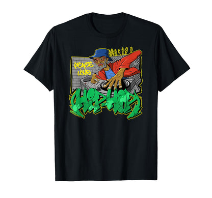 Peace Love Hip Hop Old School 90 T-Shirt - Aesthetic Graphic Unisex