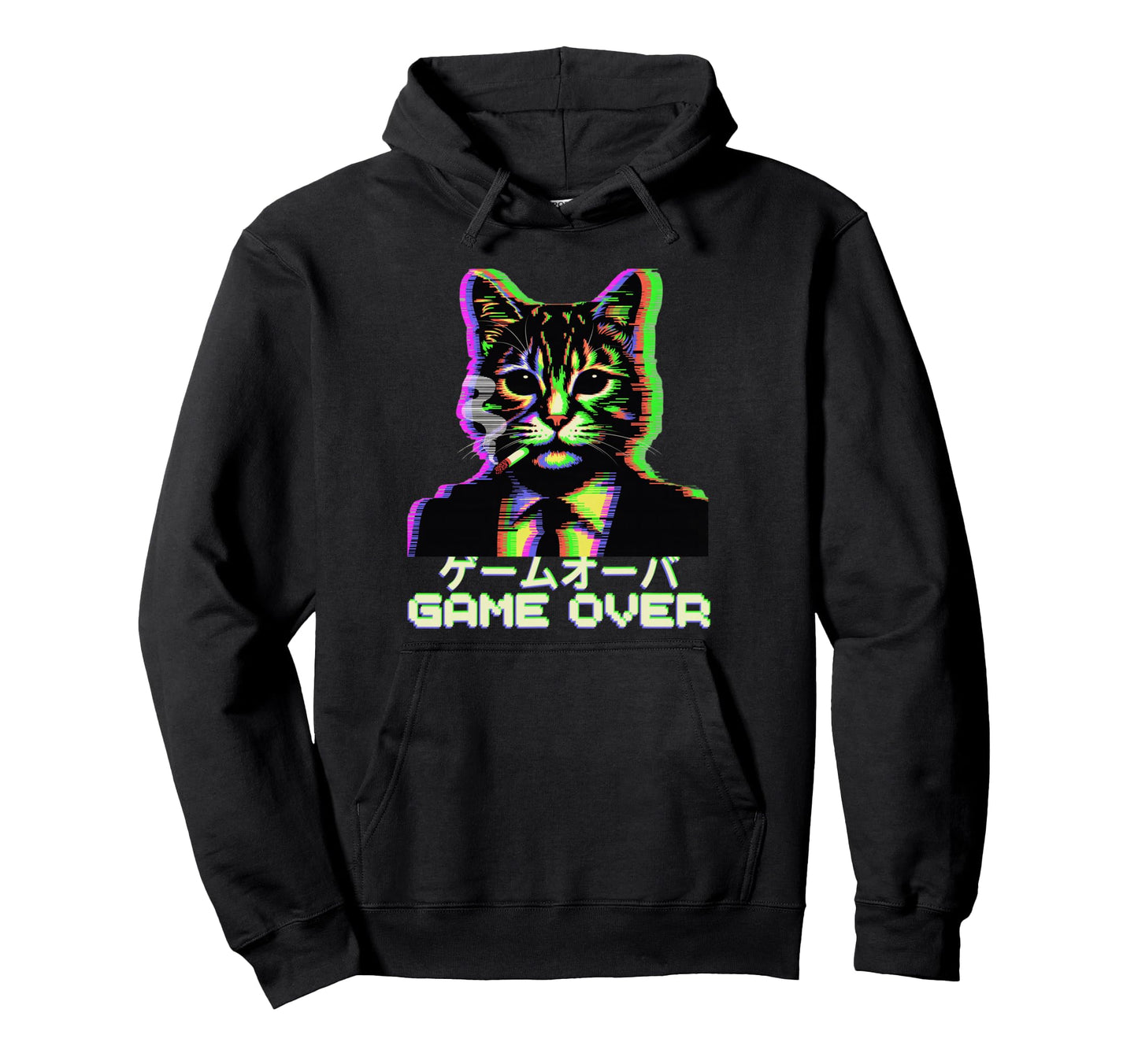 Japanese Vaporwave Cat Smoking Hoodie - Unique Graphic for Adults